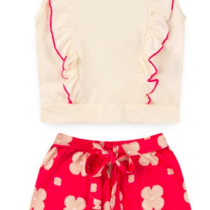 Conjunto Rosa e Branco